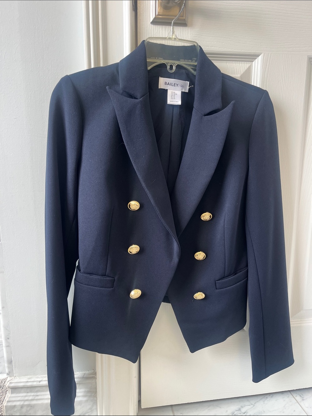 Bailey 44 Navy Double-Breasted Blazer with Gold Buttons
